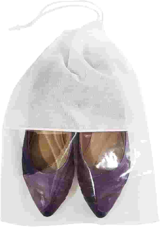 10 Sacos Para Sapatos/Porta Sapato Branco 36x28cm C/Visor