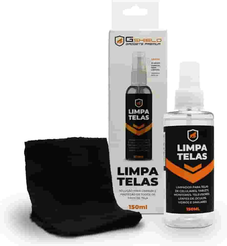 Gshield Kit Spray Limpa Telas Bactericida com Flanela de Microfibra Peluciada para Limpeza de Celular, Notebook, TV, Tablet, Óculos, Legalizado ANVISA, Grip Clean (150ml)