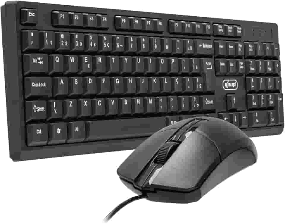 Kit Teclado e Mouse com Fio Semi Mecanico USB 1600DPI Resistente à Respingos