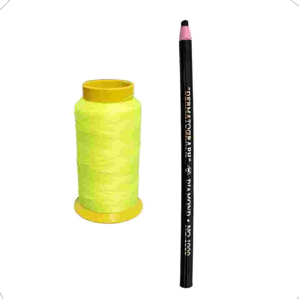 Linha epilação egipicia 100% poliamida Verde Neon + Lapis Dermatografico Preto Design Sobrancelha Micropigmentação