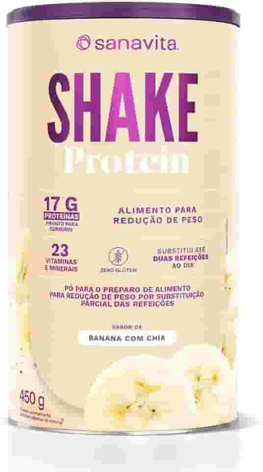 Sanavita Shake Protein - Substituto de Refeição - Sabor Banana com Chia - 450g
