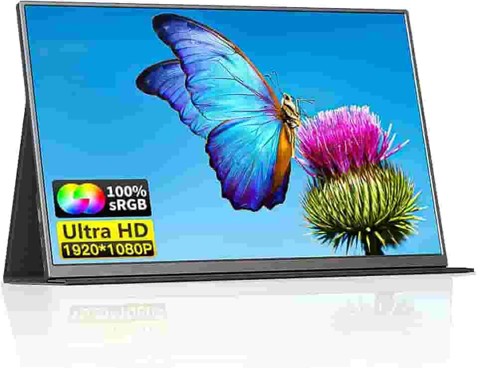Monitor Portatil 15,6", 1080p 100% SRGB FHD Tela Portatil para Notebook, Segunda Tela para Laptop com Porta USB、Tipo C、HDMI, 60 Hz Monitor Portatil Para Xbox, Ps5, Switch