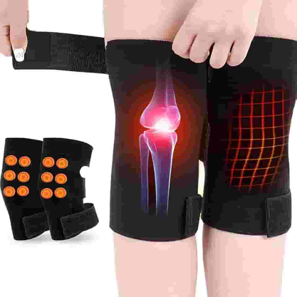 Par Joelheira Magnética Turmalina, Imã, Artrite, Artrose, AutoAquecimento, Articulaçao, Tratamento e Alivio De Dor, Usar Apenas em Repouso, Marca Starmega.