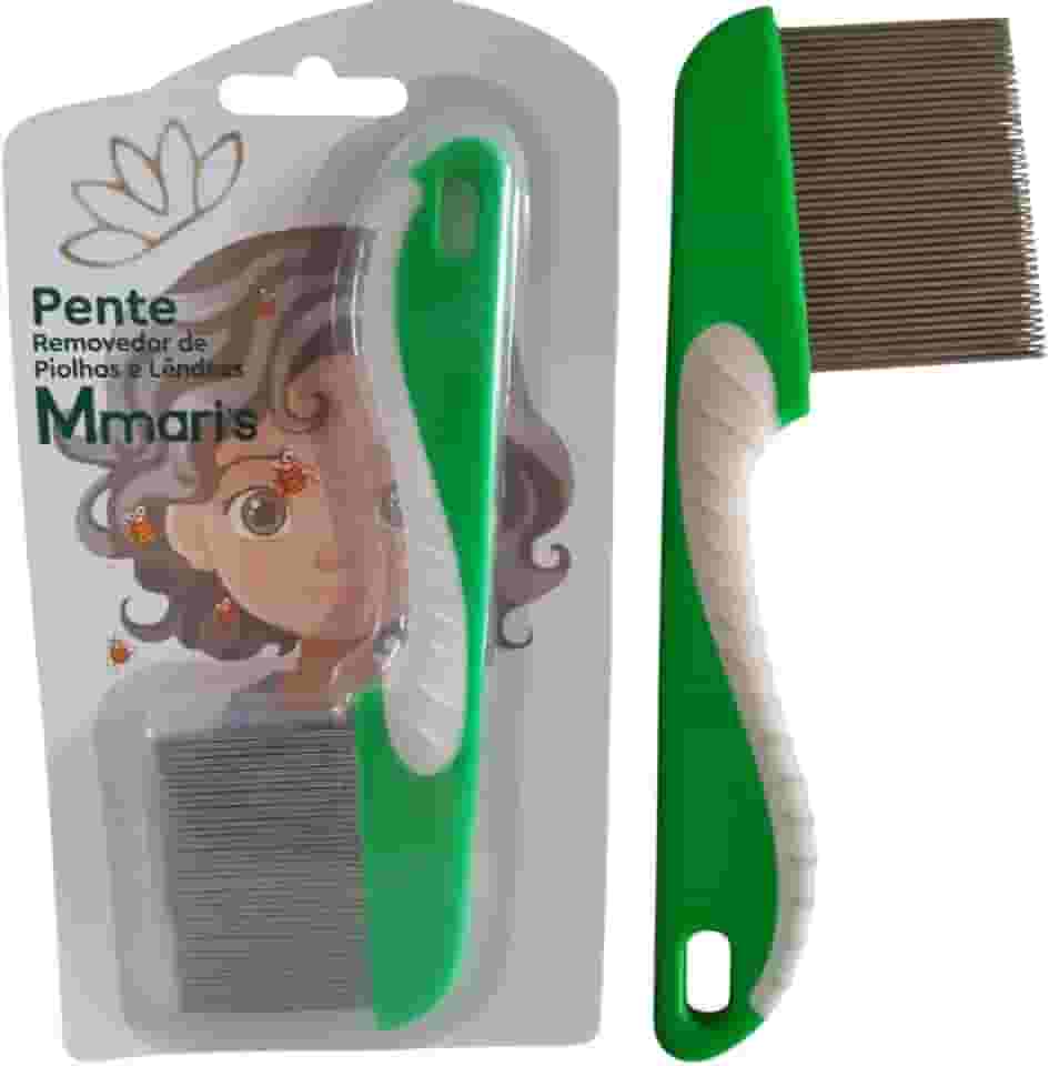 Pente Fino de Ferro Aço Inox Removedor de Piolhos e Lêndeas Extrator Tira Piolho M Mari'S Cor Verde Com Cabo