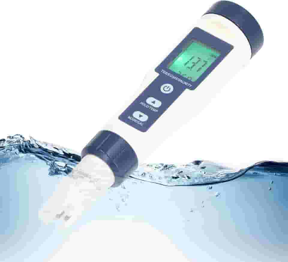 Medidor Digital De Qualidade Da água Topyond - 5 Em 1 PH Salinidade Temperatura TDS EC - À Prova D'água Com Retroiluminação - Testador Digital De água Para Uso Doméstico E Profissional