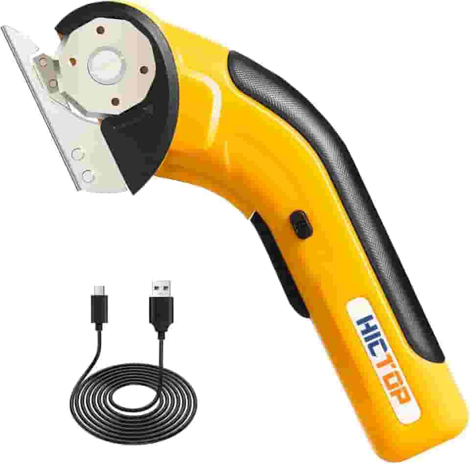 Tesoura elétrica HICTOP Cortador de papelão sem fio para serviços pesados ​​com trava de segurança Tesoura elétrica recarregável de 4,2 V para papelão, carpete, couro, plástico, tecido, artesanato
