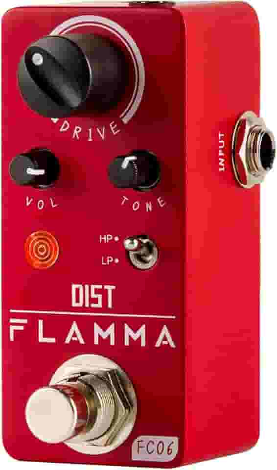 FLAMMA Pedal De Distorção Para Guitarra Fc06 Com Efeitos Elétricos E 2 Modos Hp/Lp, Mini Analógico, True Bypass