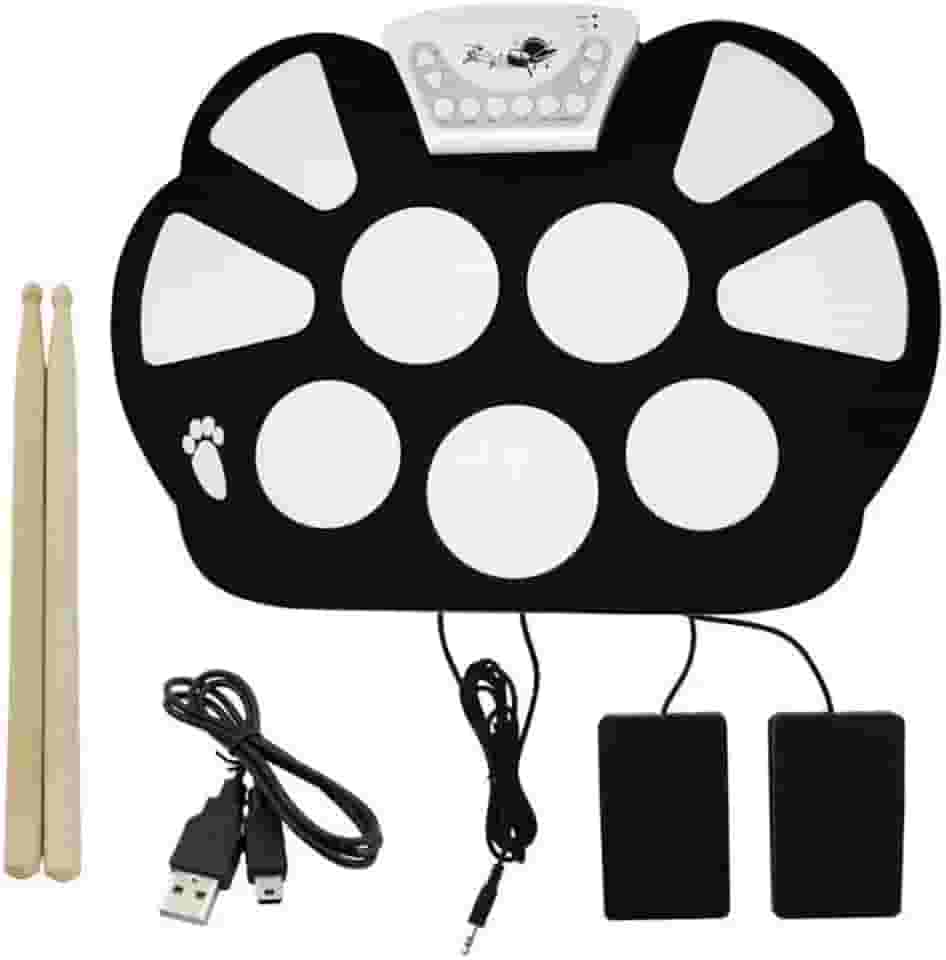 Bateria Eletrônica Musical Digital Roll Up Drum 2 Pedais Baqueta Exbom W758