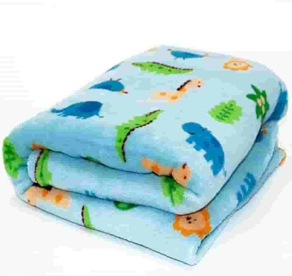 Manta Cobertor Bebe Microfibra Confort Baby Dino Zoo Azul Antialergico Toque Macio