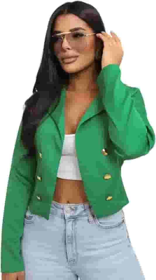 Blazer Curto Alfaiataria Casaco Feminino R074