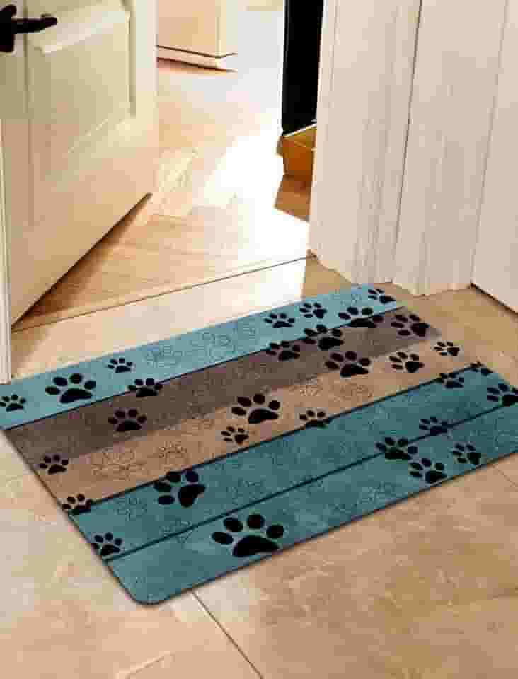 1 tapete de pata de cachorro macio e absorvente - tapete retangular de poliéster com design de secagem rápida e lavável - ideal para entrada, banheiro, cozinha, sala de estar.