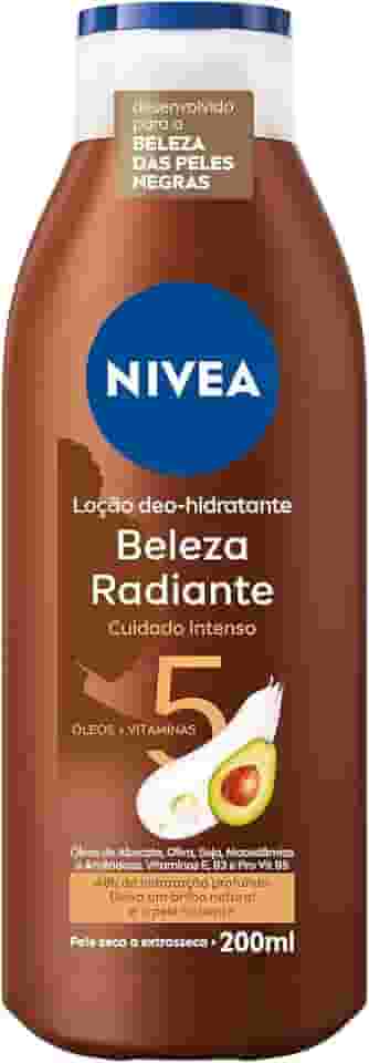 NIVEA Hidratante Desodorante Beleza Radiante Cuidado Intenso 200ml - Para a beleza da pele negra, reduz estrias em 2 semanas* e alivia a descamação da pele causada pelo ressecamento