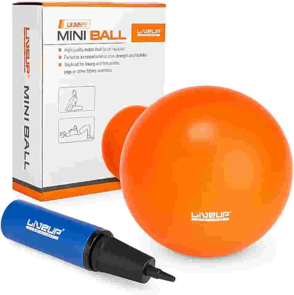 Bola de Pilates Mini 25cm com Bomba de Ar Dupla Ação, Laranja