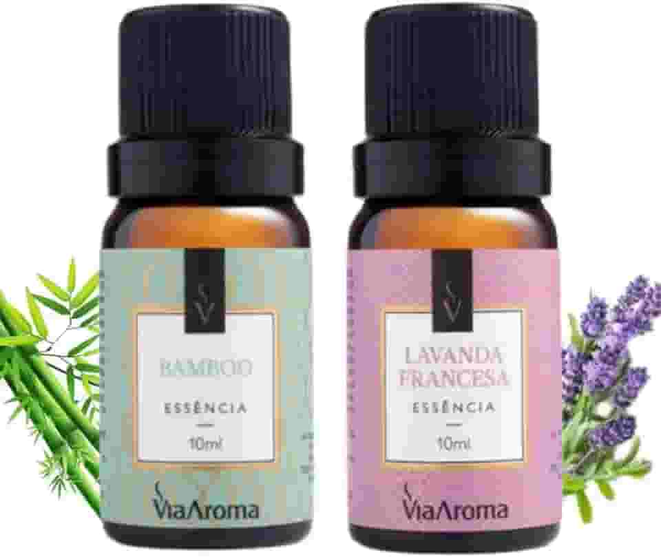 Kit 2 Essências Bamboo e Lavanda Francesa Via Aroma Para Aromatizador Difusor Elétrico