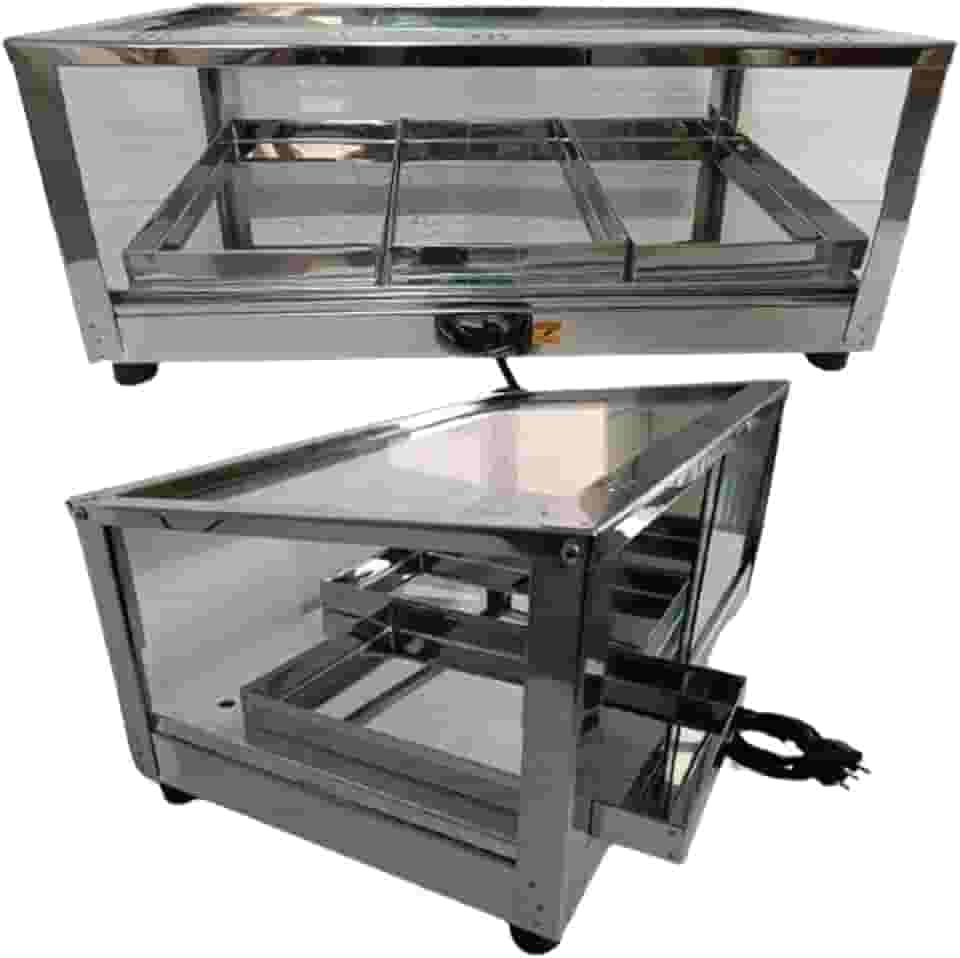 Estufa Elétrica para Salgados com 3 Bandejas, Vidro e Inox, 55 x 32 x 22 cm, Design Inclinado (220, Volts)