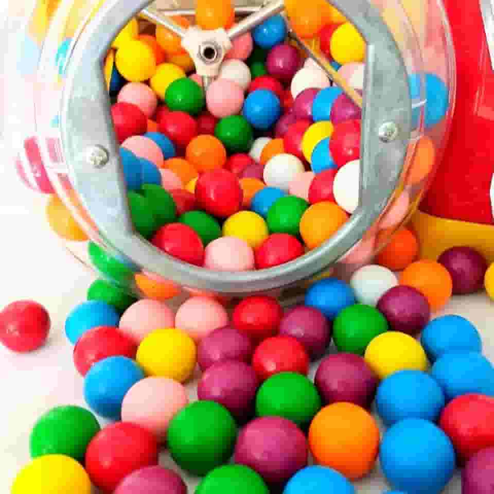 50 Chicletes 26mm Maquina Bolinha Moeda Vending Machine