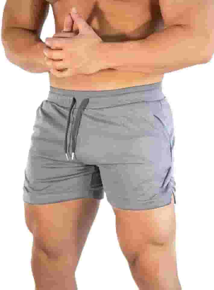 Short esportivo masculino de corrida respirável leve atlético para treino com bolsos