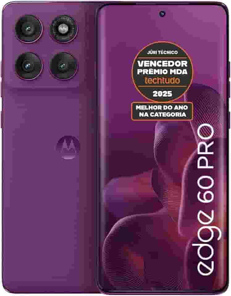 Smartphone Motorola Edge 60 PRO 5G - 256GB 24GB (12GB RAM+12GB Ram Boost) Tela Quad-Curve moto AI 50MP Sony Camera ultrarresistencia militar IP68 + IP69 - Violeta