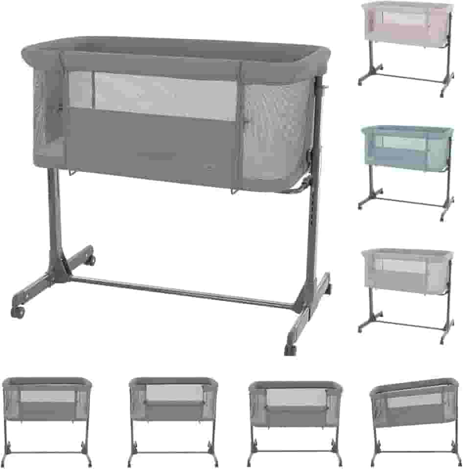 Kikkaboo Berço Noah, ajustável, rodas, anti-refluxo, abre de um lado, cor: cinza escuro