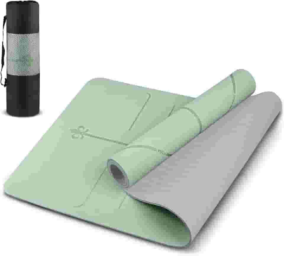 Tapete de Yoga 6 mm de Espessura, Tapete de Yoga Antiderrapante Pilates, Tapete Ioga de TPE, 183 x 61 cm x 6 mm