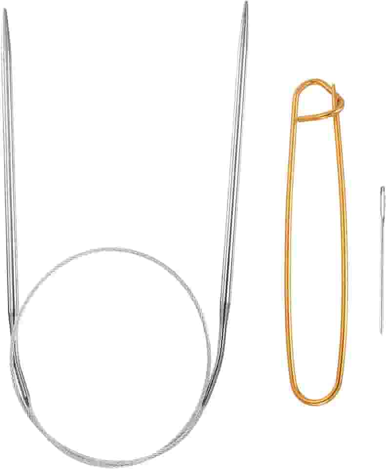 Generic Agulhas de tricô circulares de aço inoxidável de 61 cm, agulhas de tricô 6/4 mm, 14 cm, com suporte de ponto de tricô para tricô rápido, de ponta a ponta, cachecóis, colares