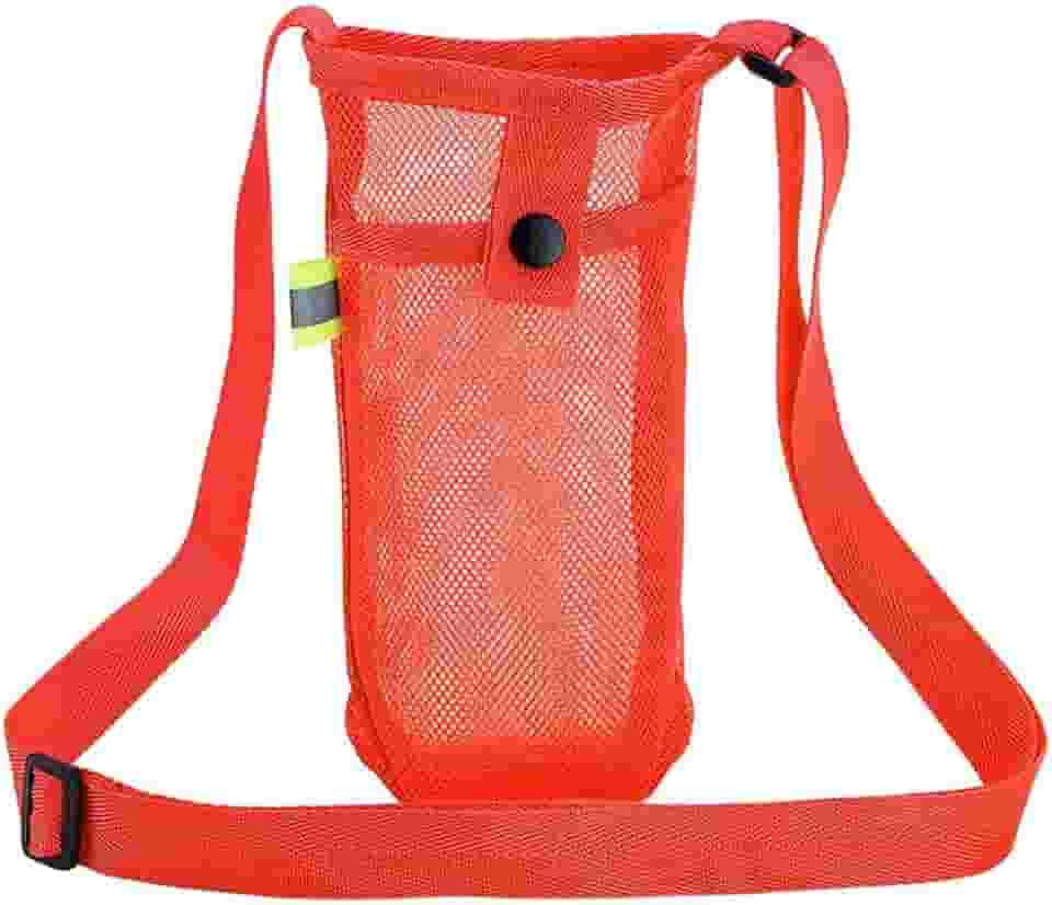 Bolsa de malha para garrafa de água com alça de ombro ajustável – Acessório de fitness durável e leve ao ar livre para suporte de copo de viagem (laranja)