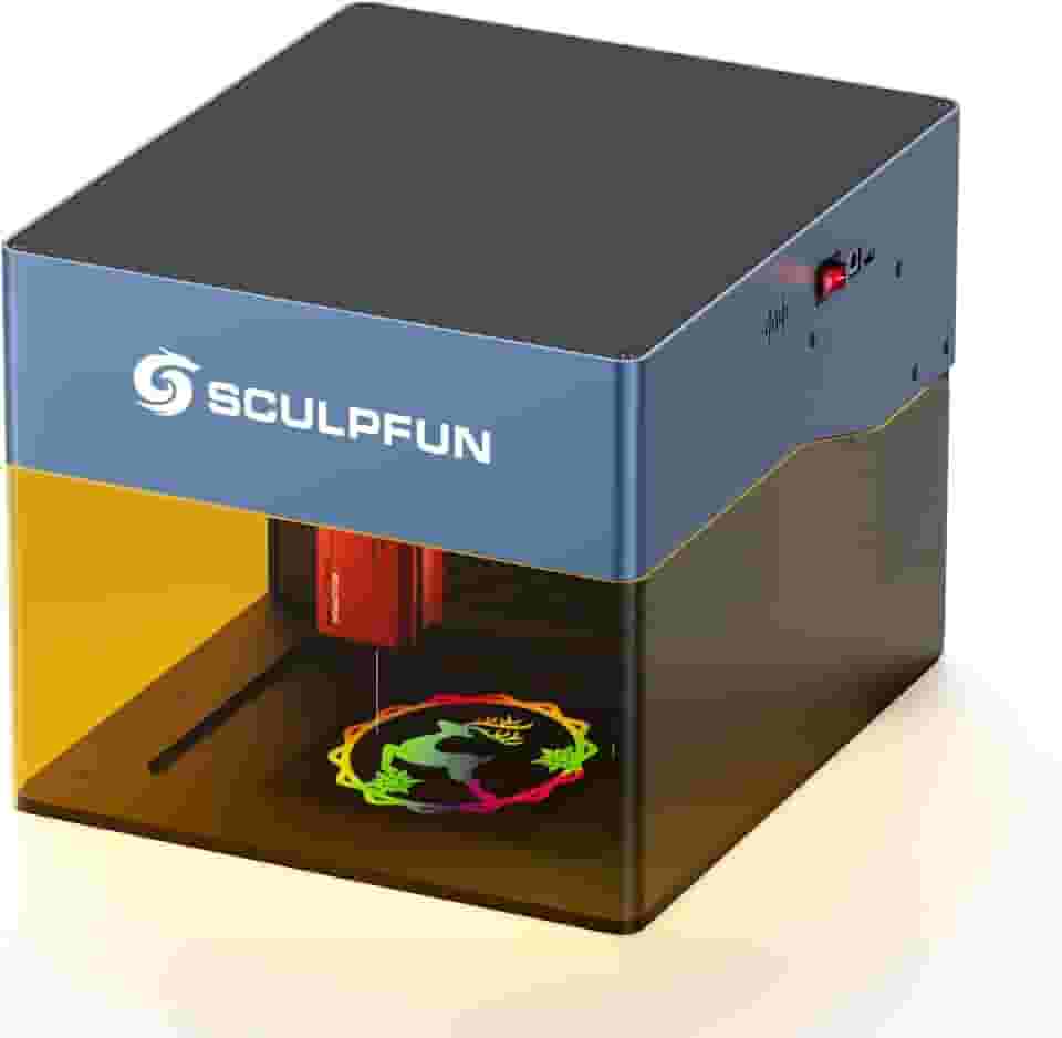 SCULPFUN iCube Pro Max Gravador a Laser, Cortador a Laser CNC com Potência de Saída de 10W, Máquina de Gravação de Alta Velocidade de 10.000 mm/min com Sistema de Filtragem de Fumaça, 120 * 120mm