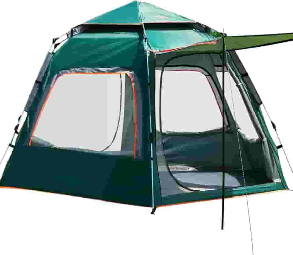 Barraca de Camping Automática 3-6 Pessoas, Impermeável com Mosquiteiro e Coberta UV Dobrável