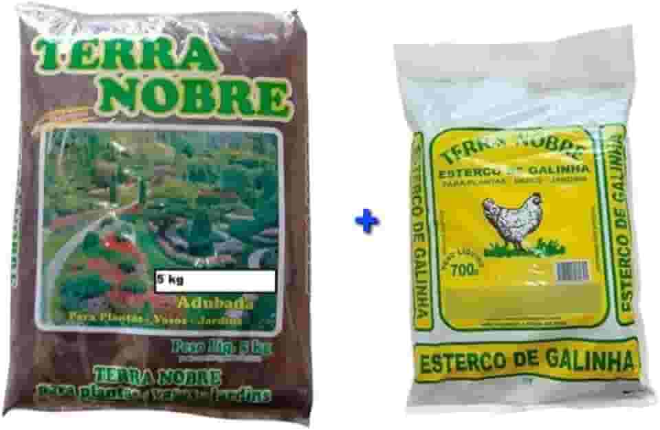 Kit Terra Adubada 5Kg + Esterco de Galinha 700Gr Terra Nobre - Plantas - Horta - Plantação