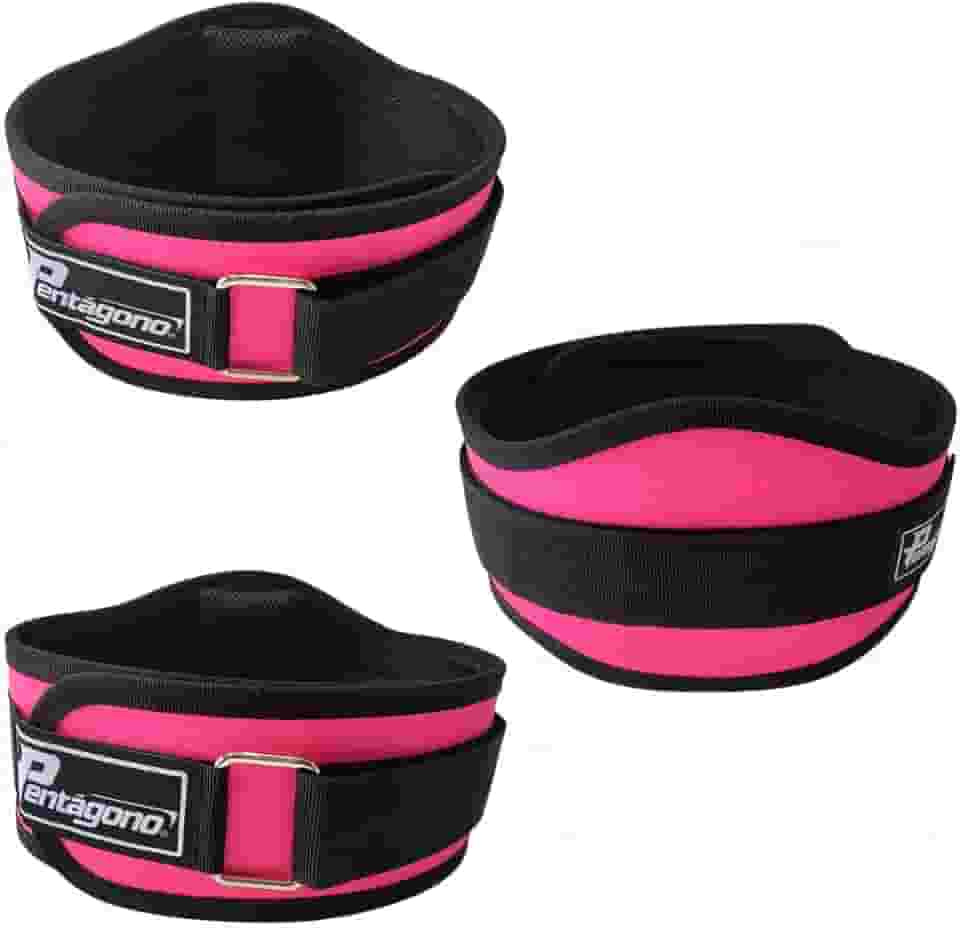 Cinturão Academia Tamanho Único Ajustável Pentágono New Sport, (Serve do PP ao GG), com Proteção Lombar e Fecho, Apoio Removível, Confortável e Seguro