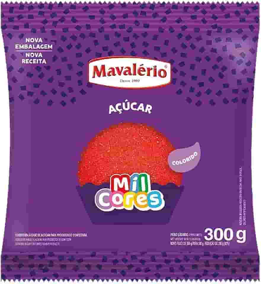 AÇÚCAR CRISTAL COLORIDO VERMELHO MIL CORES 300G MAVALÉRIO