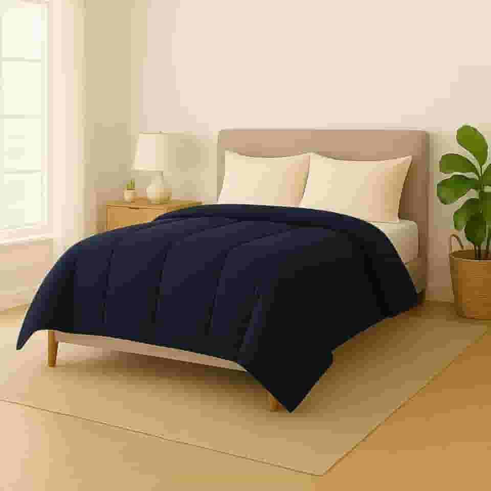 Edredom Dupla Face Matelado Grande Hipoalergênico Toque Macio (Azul, Casal Queen)