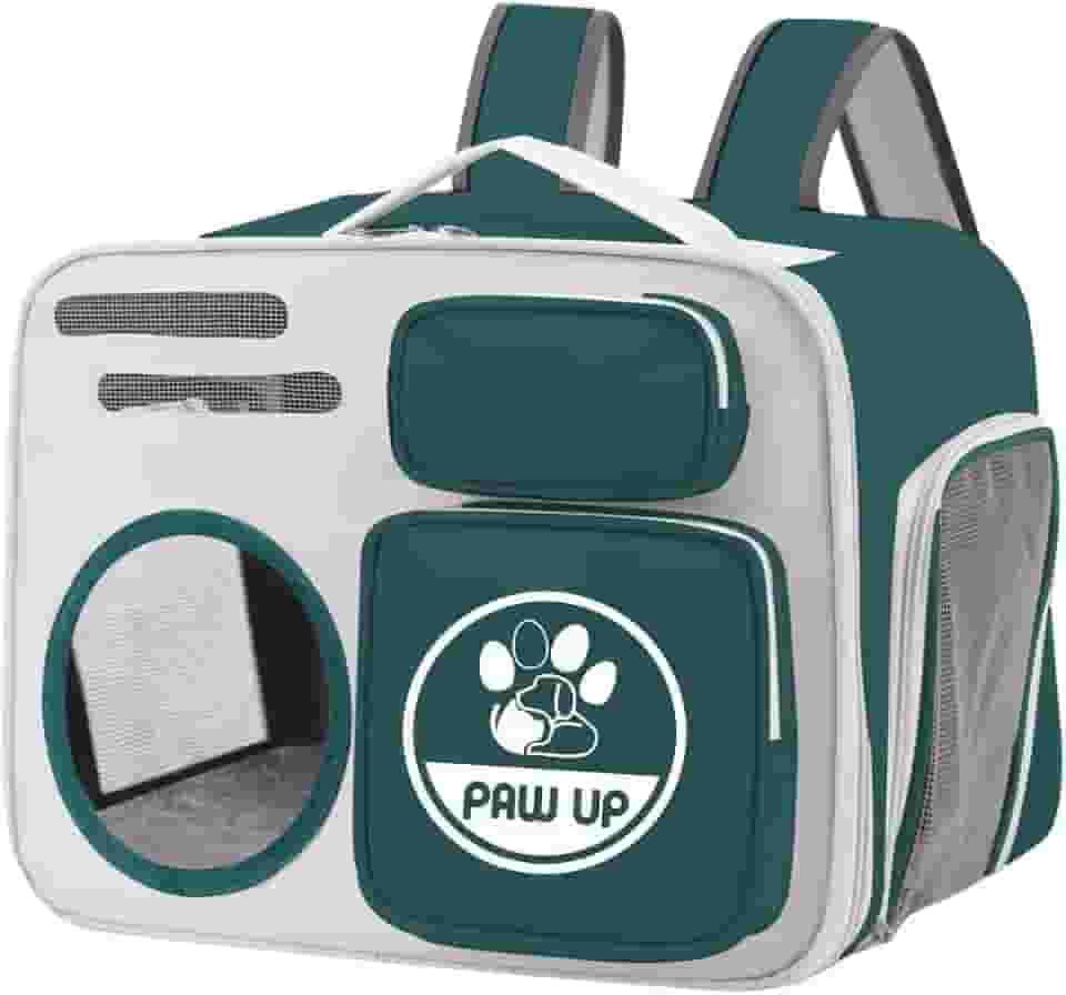 Bolsa Transporte Pet para Gatos 40x30x26 cm,Mochila em Tecido Oxford Respirável e Resistente, Espaçosa, com Ventilação, Alças Ergonômicas e Bolso Externo, Ideal para Viagens e Passeios (Verde)
