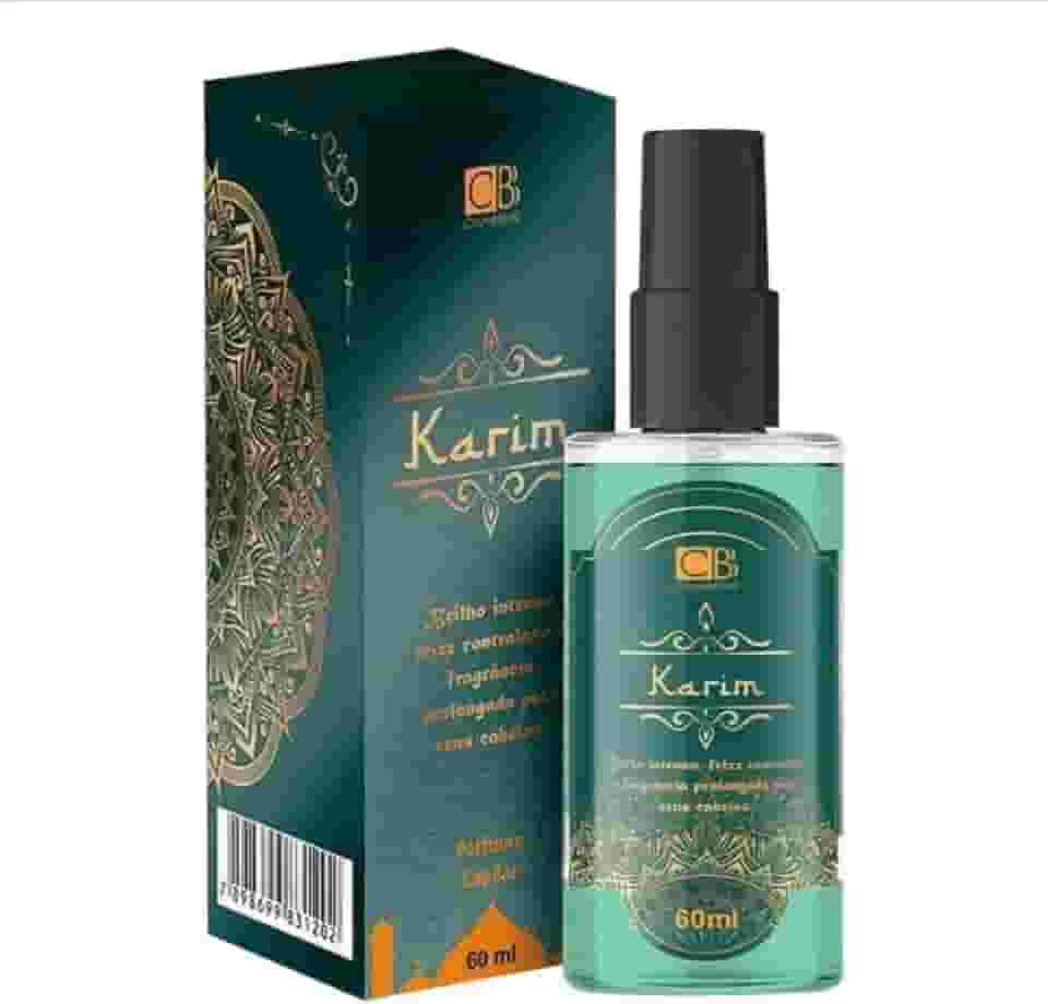 PERFUME CAPILAR KARIM 60 ML CBB, AÇÃO ANTIFRIZZ, ALINHAMENTO DOS FIOS -IDEAL PARA O SEU DIA A DIA