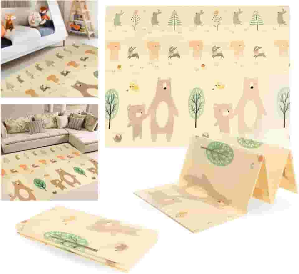 TAPETE TATAME INFANTIL EMBORRACHADO DOBRÁVEL MACIO 1,2x1,8M PISTA URSOS ESTAMPAS VARIADAS (URSO)