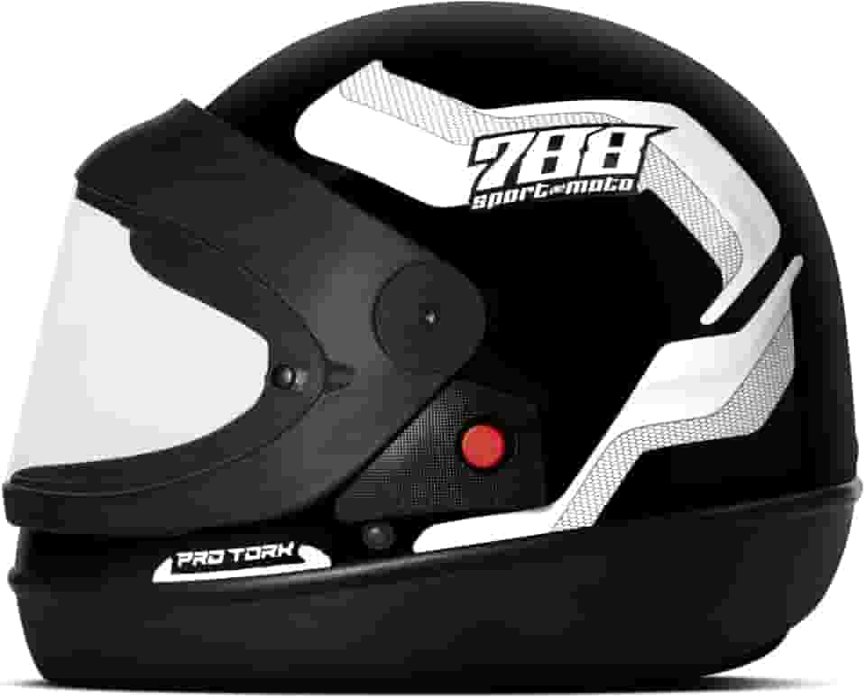 CAPACETE FECHADO PRO TORK SPORT MOTO 788 PRETO - BRANCO TAM. 62