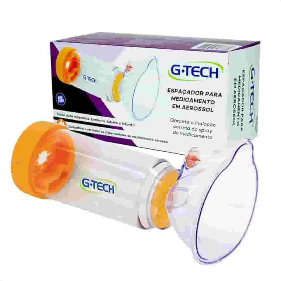 Espaçador Aerossol Infantil E Adulto Com Duas Mascaras Gtech
