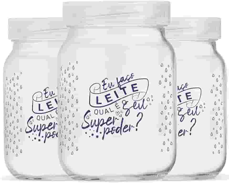 Pote de Vidro para Leite Materno Super Poder 200ml - 3 unidades
