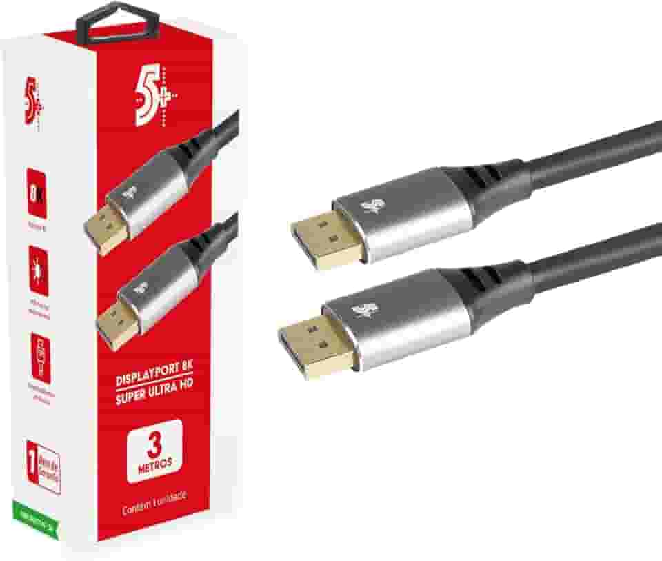 5+ Cabo DisplayPort M + DisplayPort M 1.4 - HBR 8K - com Trava 3 Metros