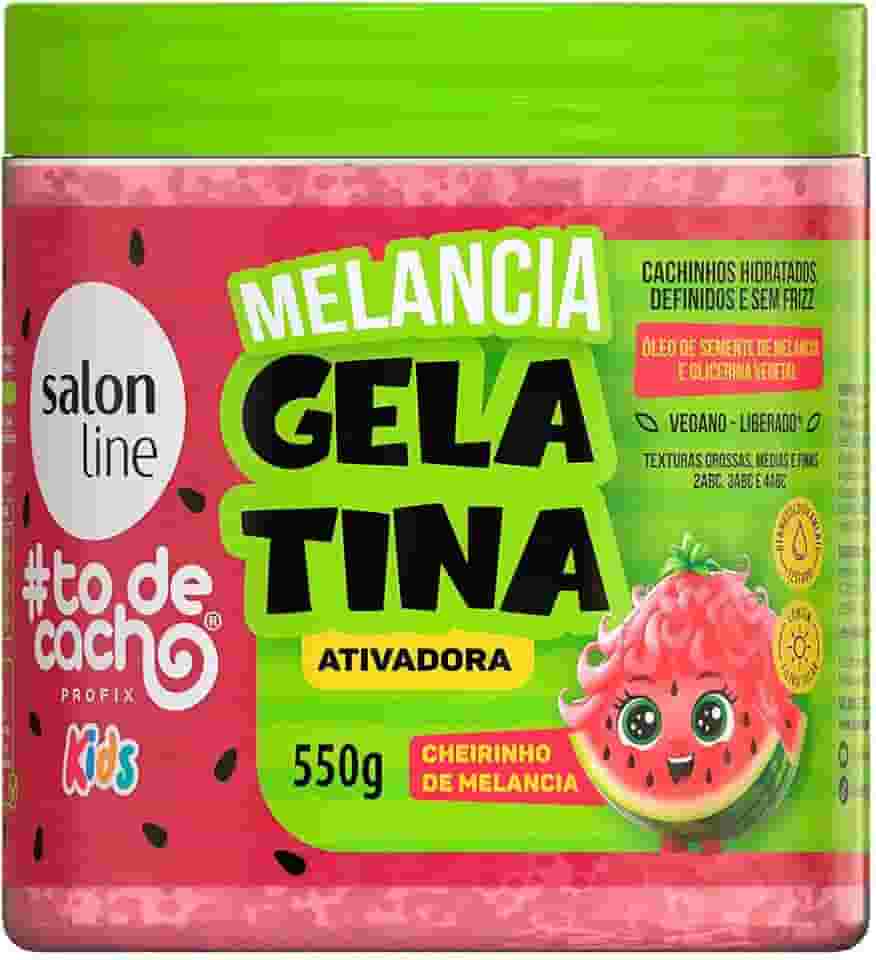 Salon Line, Gelatina Ativadora, #TodeCacho Kids, Melancia, Vegano - Para Cabelos Ondulados, Cacheados e Crespos, 550g