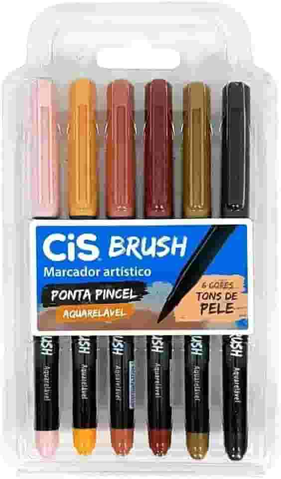 Caneta pincel Brush Aquarelável com 6 cores tons de pele Cis