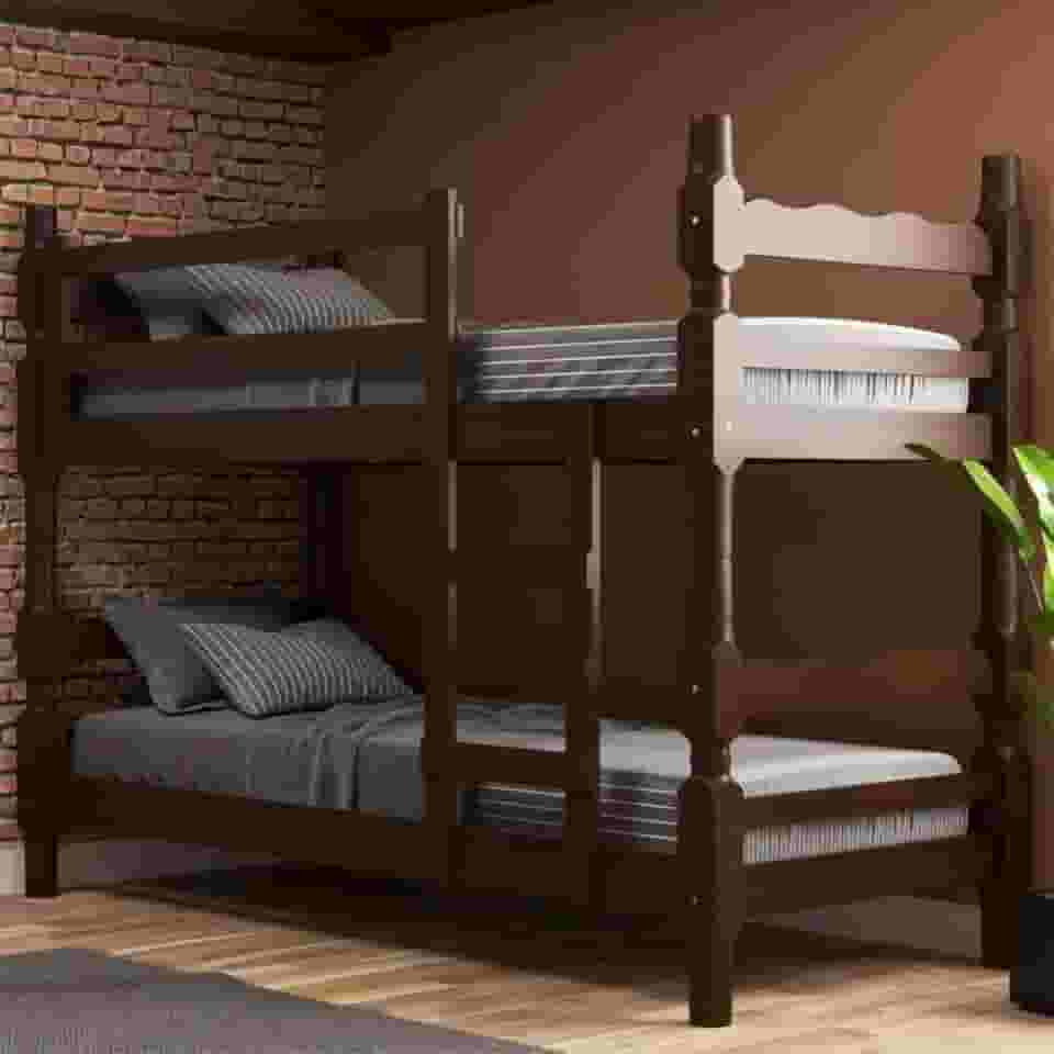 Beliche Madeira Maciça - vira 2 Camas - para Colchão 78/88 x 188cm Porto Multimóveis Vcr4138 Imbuia