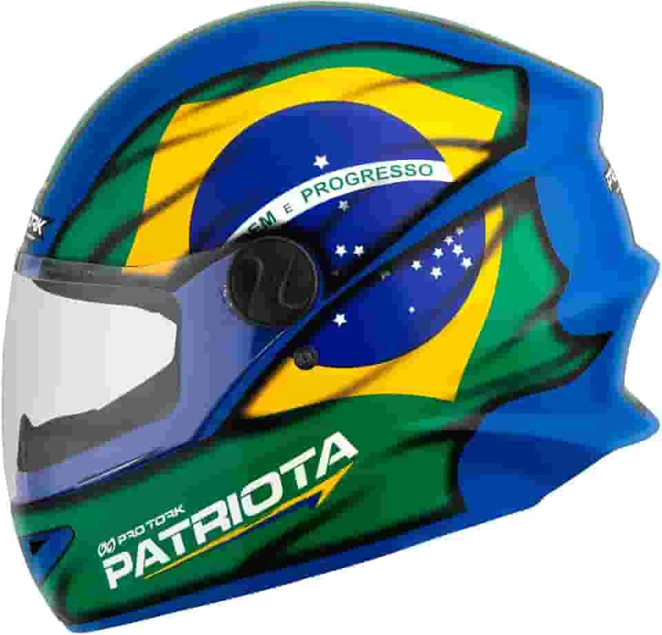 CAPACETE FECHADO PRO TORK R8 PATRIOTA BRILHANTE AZUL - VERDE TAM. 62
