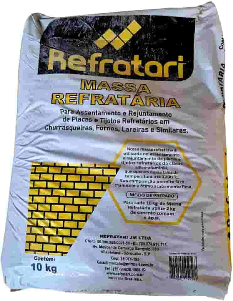 Massa Refratária Seca 10kg Para Forno Churrasqueira Plaqueta Tijolo Reforma Casa Decoração