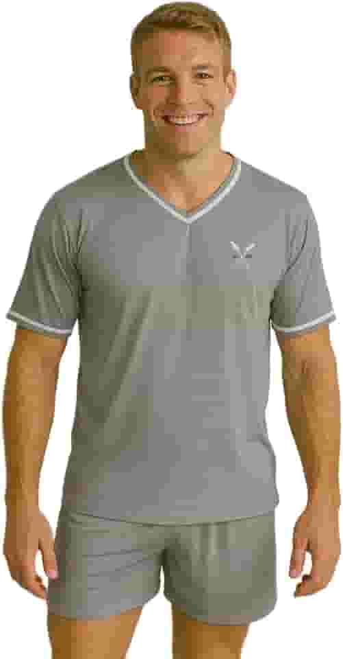 Pijama Homem Conjunto Meia Manga E Short Roupa De Dormir