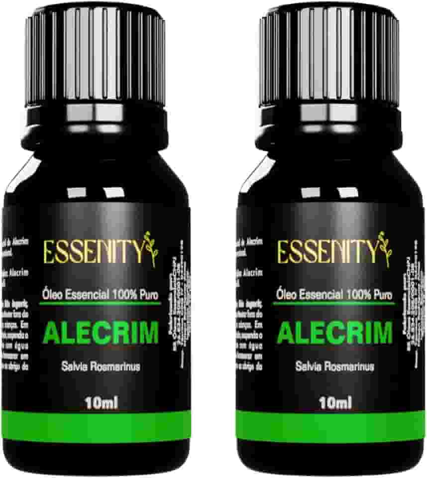 02 Unidades Óleo Essencial de Alecrim Premium 100% Puro - Estimula Concentração, Foco, Relaxamento e Bem-Estar, Ideal para Aromaterapia, Massagem e Difusores, Vegano e Cruelty-Free - 10ml ESSENITY