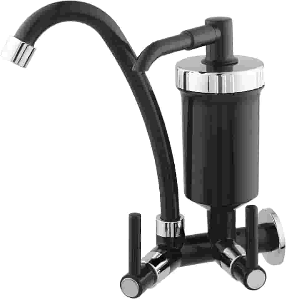 Torneira De Parede Para Cozinha Bica Alta Com Filtro 1/4 De Volta B Preta Com Cromado