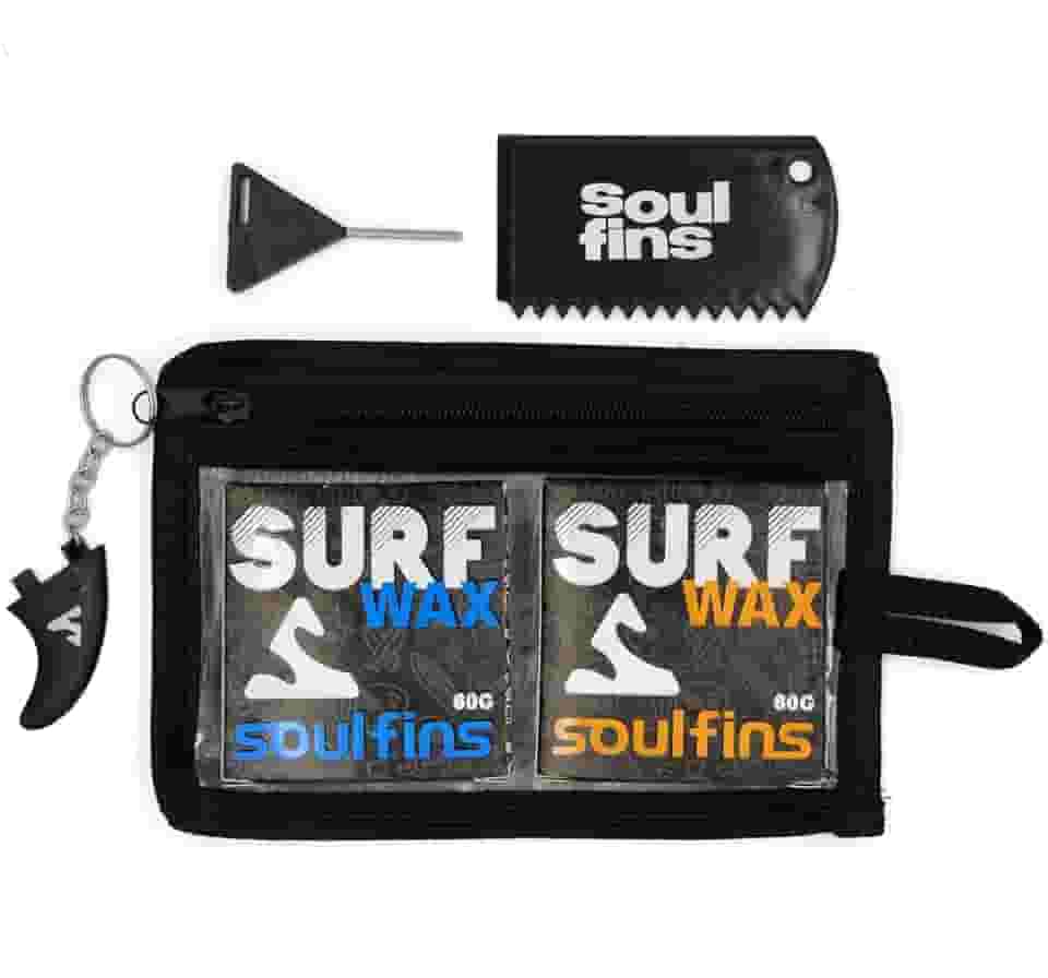 Kit Surf Parafinas 80g Fórmula Especial Surf - Kit Com Parafina + Raspador + Chavinha de Quilha + Chaveiro + Estojo (Azul e Laranja - Misto)