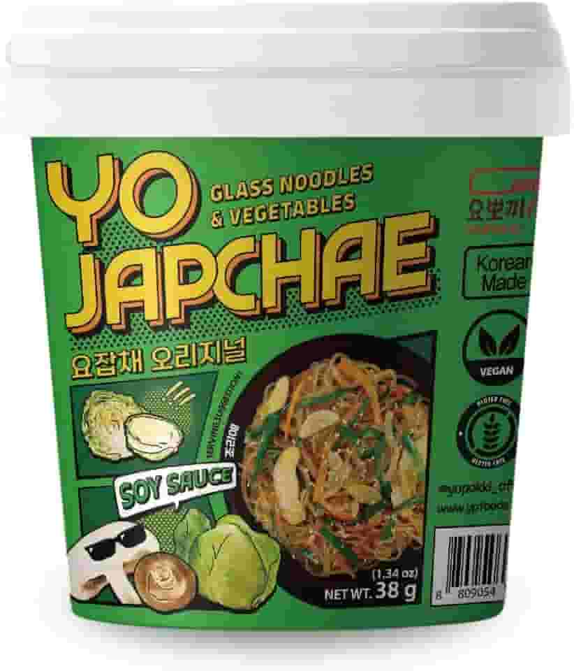 Yo Japchae, Macarrão Coreano de Batata Doce com Legumes e Molho Shoyu, Vegano, Instantâneo, 38g