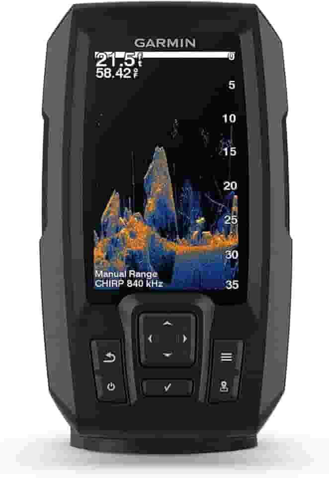 Garmin 010-02550-00 Striker Vivid 4cv, localizador de peixes e transdutor de sonar de 10 cm fácil de usar, paletas de cores vívidas de digitalização